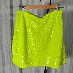 LEITH sequin neon green/yellow mini skirt